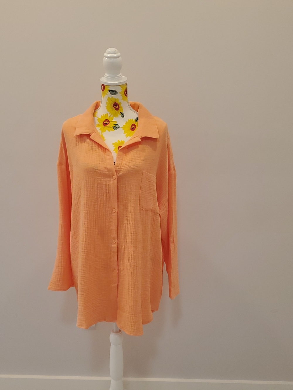 Lightweight Peach Button-Down Shirt - Women